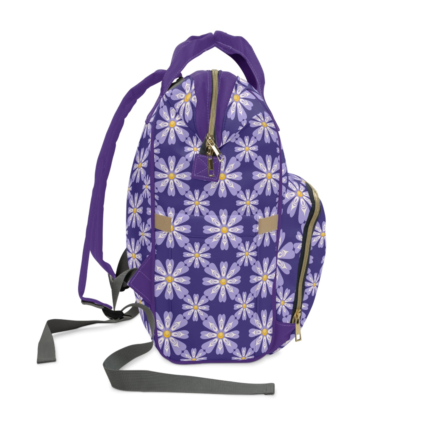 Coast Salish Purple Floral Diaper Bag