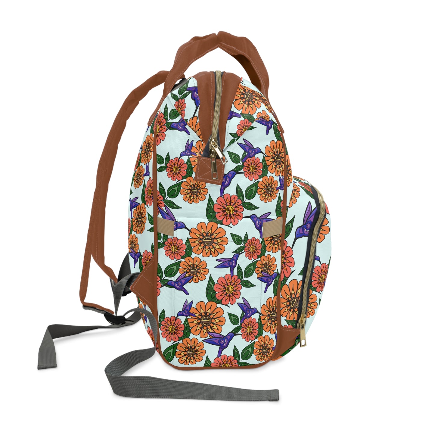 Coast Salish Floral Hummingbird Diaper Bag