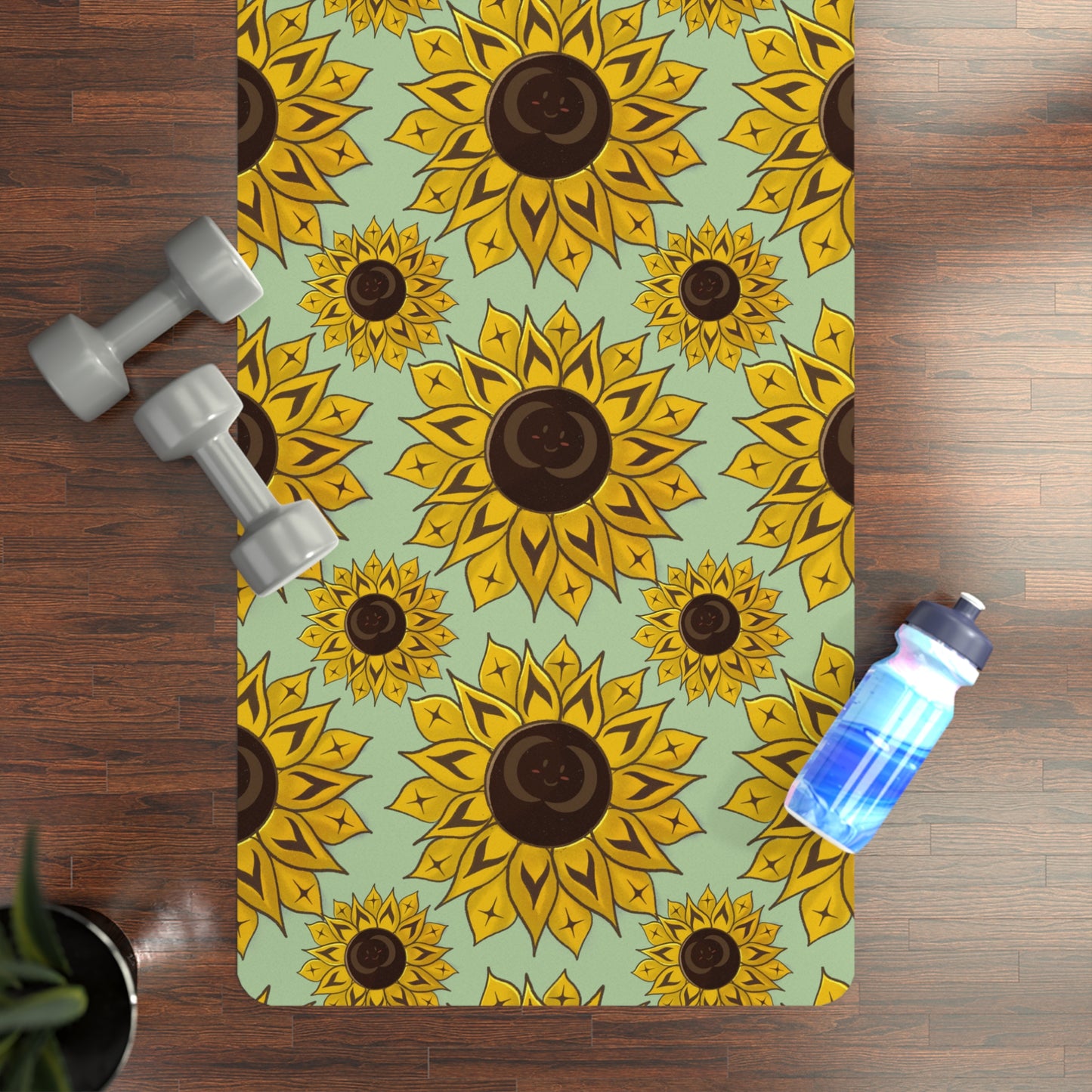 Coast Salish Sunflower Rubber Yoga Mat