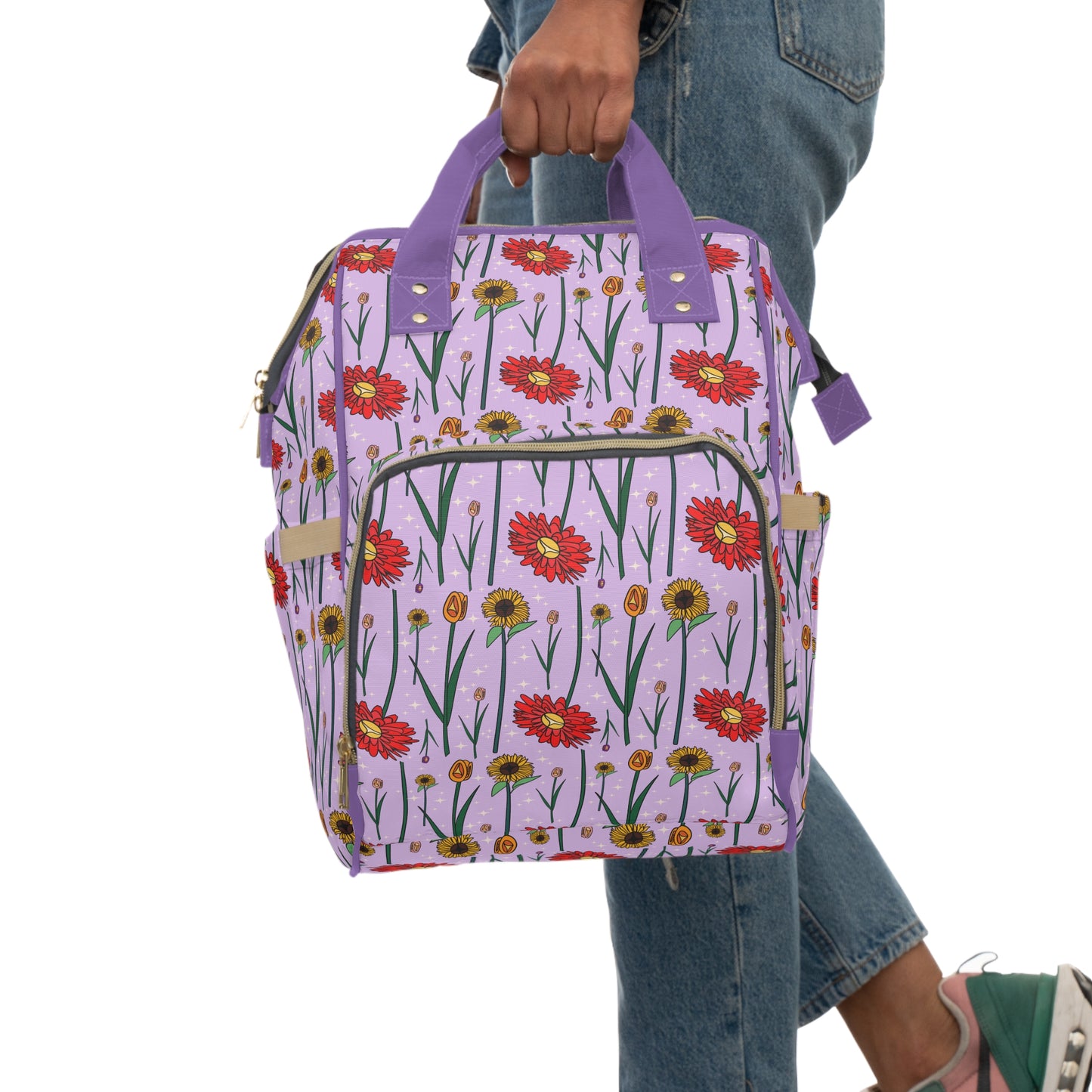 Floral Coast Salish Diaper Bag
