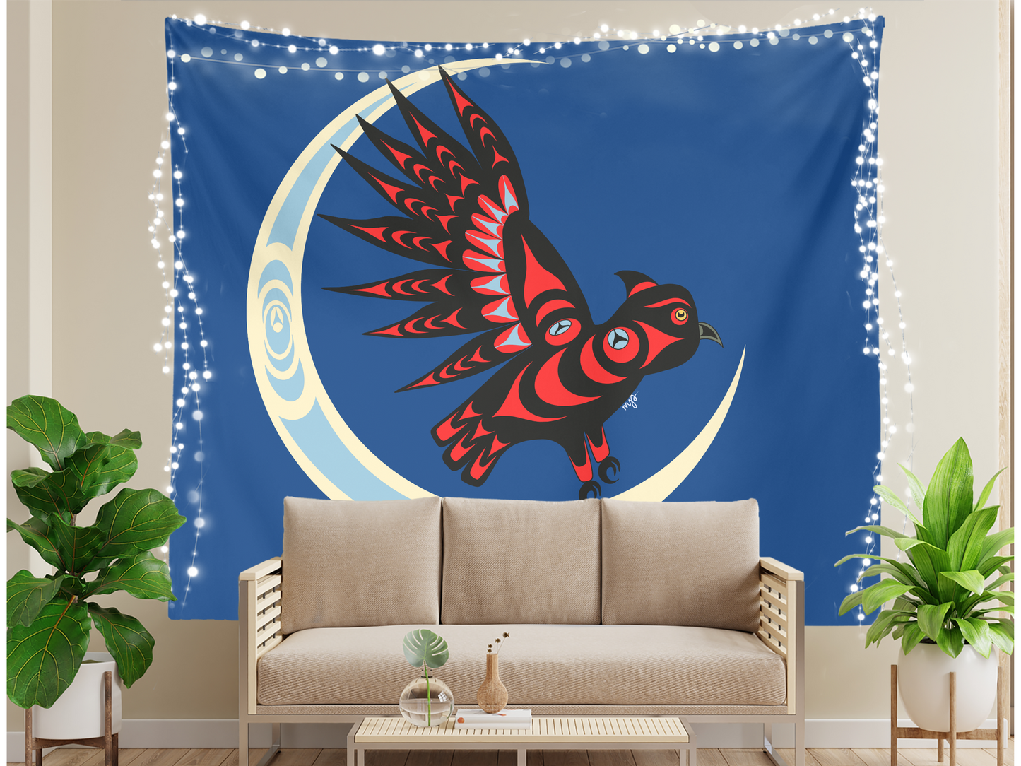 Coast Salish Owl Indigenous Owl Tapestry Native Art Native Owned