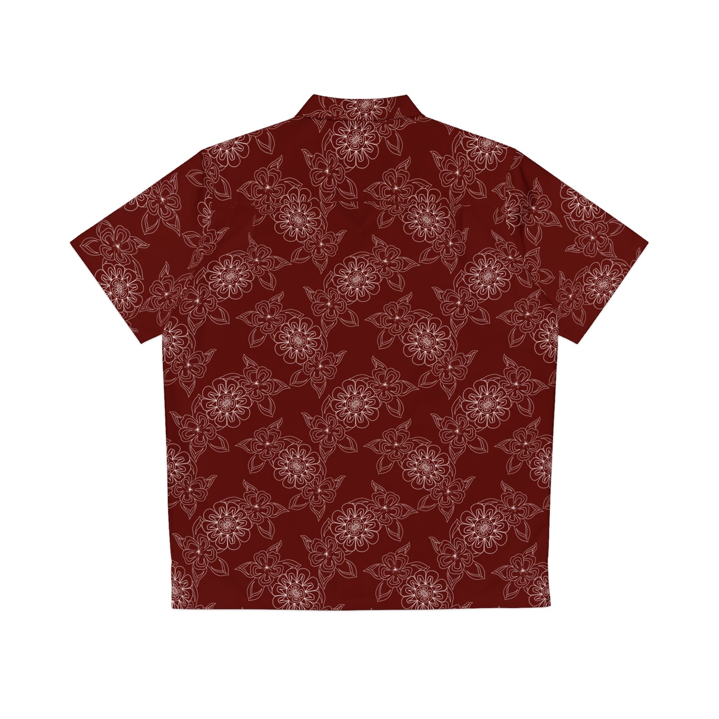 Floral Maroon Short Sleeve Button Up