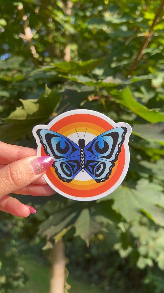 Retro Coast Salish Butterfly Sticker