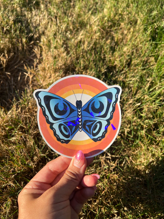 Holographic Retro Butterfly Sticker