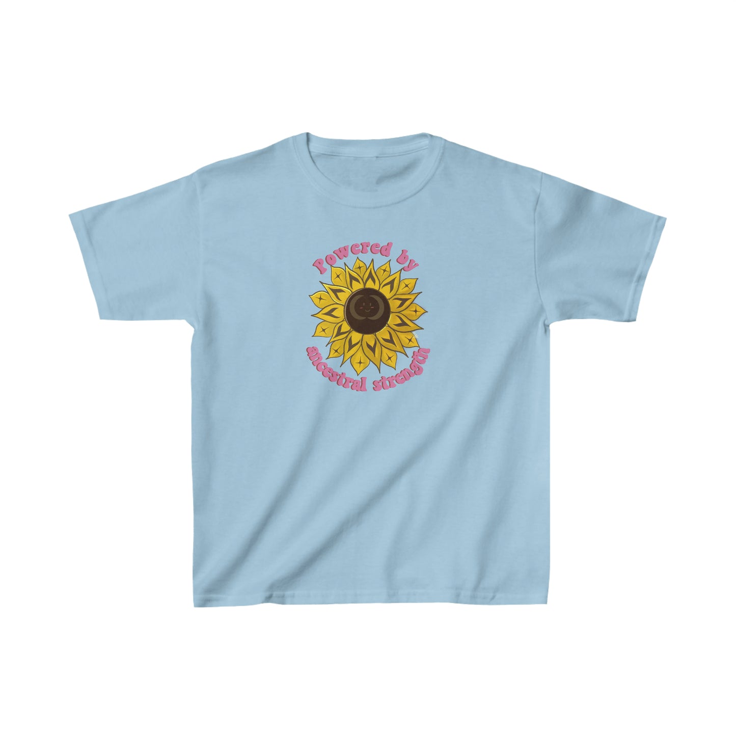 Kids Powered by Ancestral Strength Native American Sunflower Tee Indigenous Designed Indigenous Art Indigenous Owned
