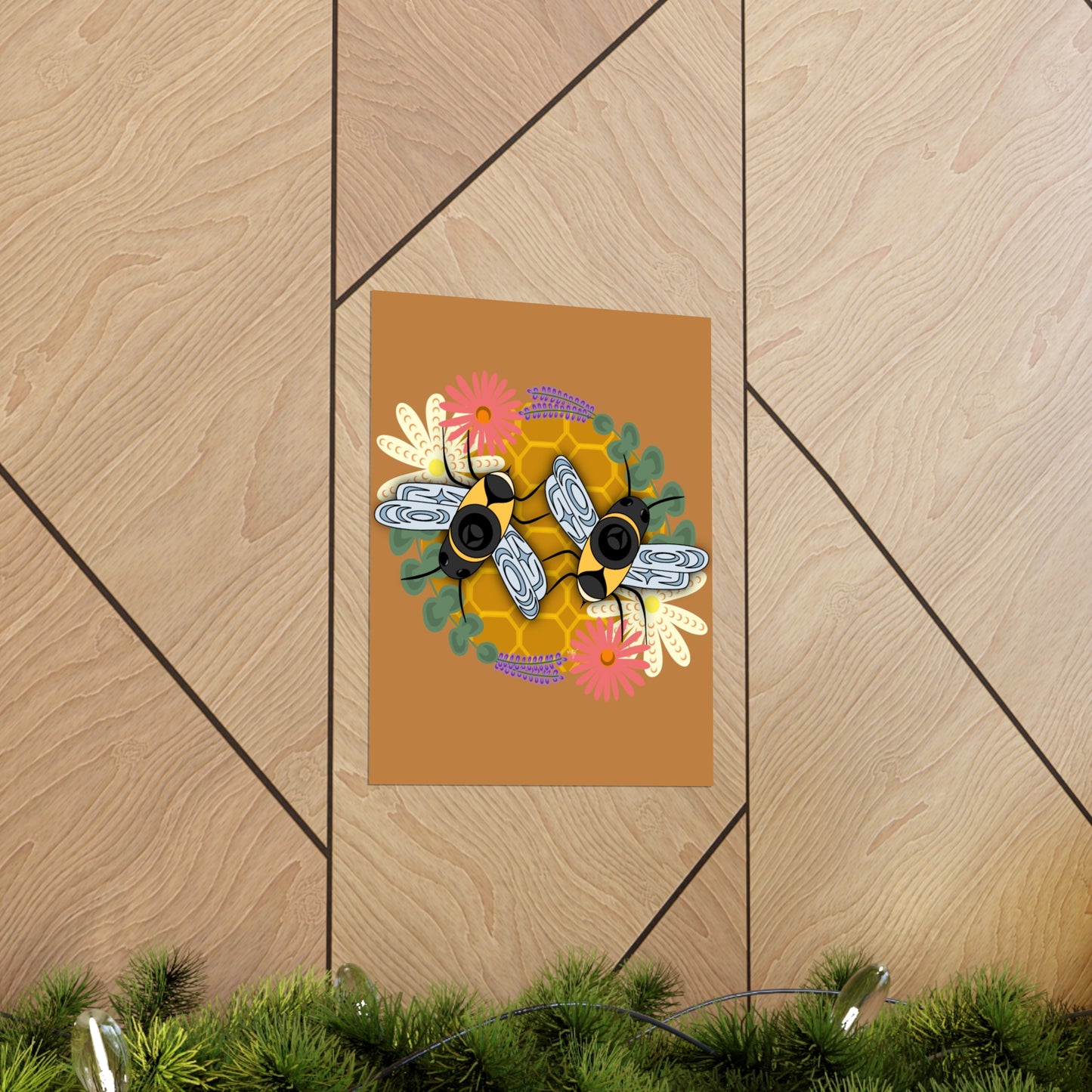 Honeycomb Coast Salish Bee Matte Poster
