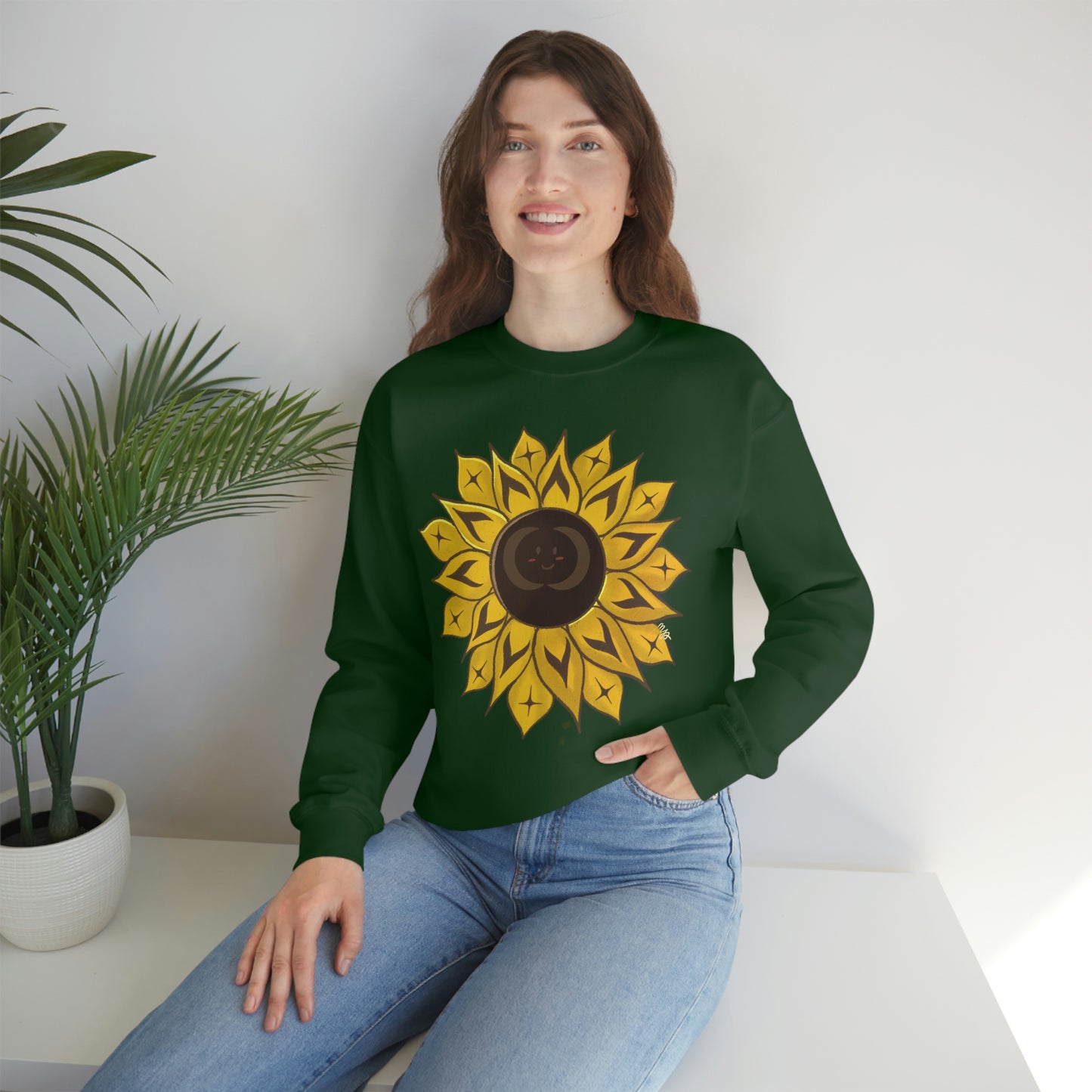 Indigenous Sunflower Crew Neck Coast Salish Sunflower Sweatshirt