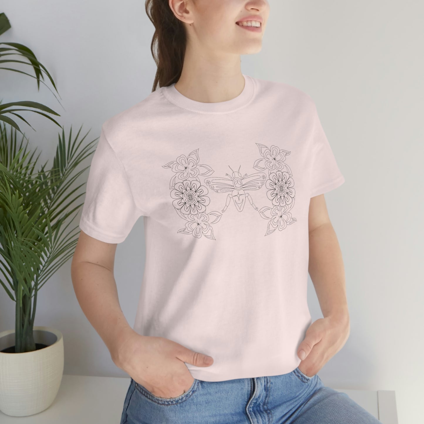 Indigenous Bee Floral Intricate T-shirt Coast Salish Art