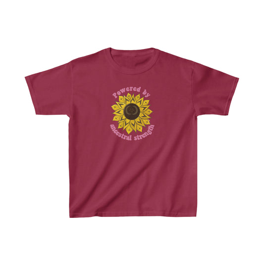 Kids Powered by Ancestral Strength Native American Sunflower Tee Indigenous Designed Indigenous Art Indigenous Owned